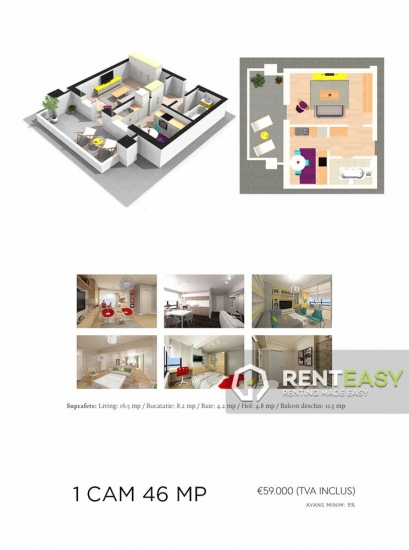 Apartament 1 Camera 46 mp